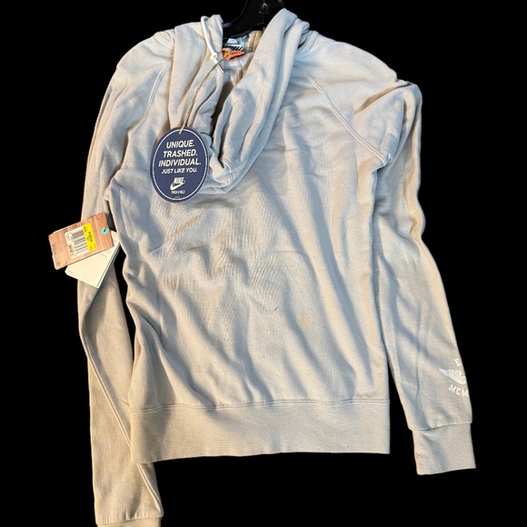 NEW NWT NIKE Cream Long Sleeve Full Zip Hooded Sweatshirt Size Small LA Track an - Picture 2 of 3